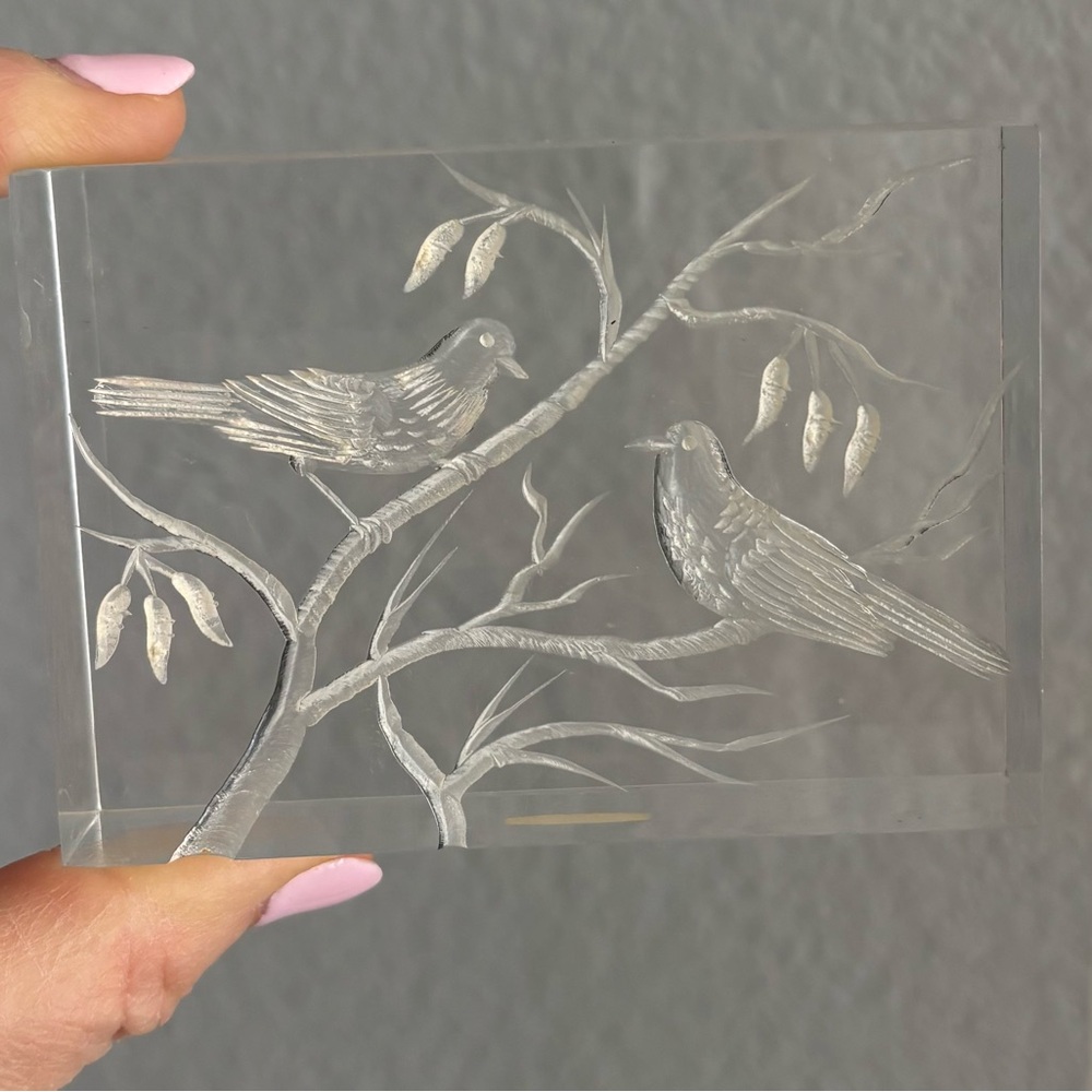 Clear Acrylic Decor with Bird Design.